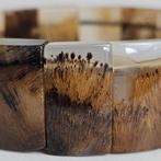 Armband met 15 cacoxeenietstenen in natuurlijk agaat met