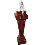 Zeer hoge zuil of pedestal in notenhout met zwart en goud No, Antiek en Kunst, Ophalen of Verzenden