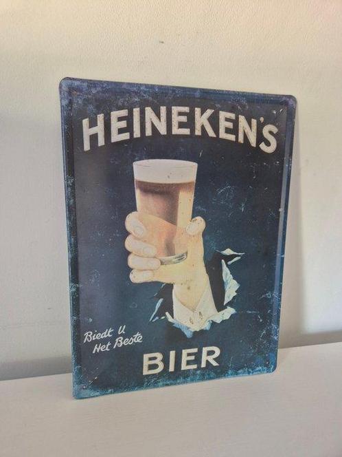 Heineken - Emaille bord - blik zeldzaam, Antiek en Kunst, Antiek | Wandborden en Tegels