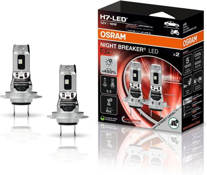Osram Night Breaker LED Speed H7 450 Street Legal Set | +450, Auto-onderdelen, Verlichting, Nieuw, Ophalen of Verzenden