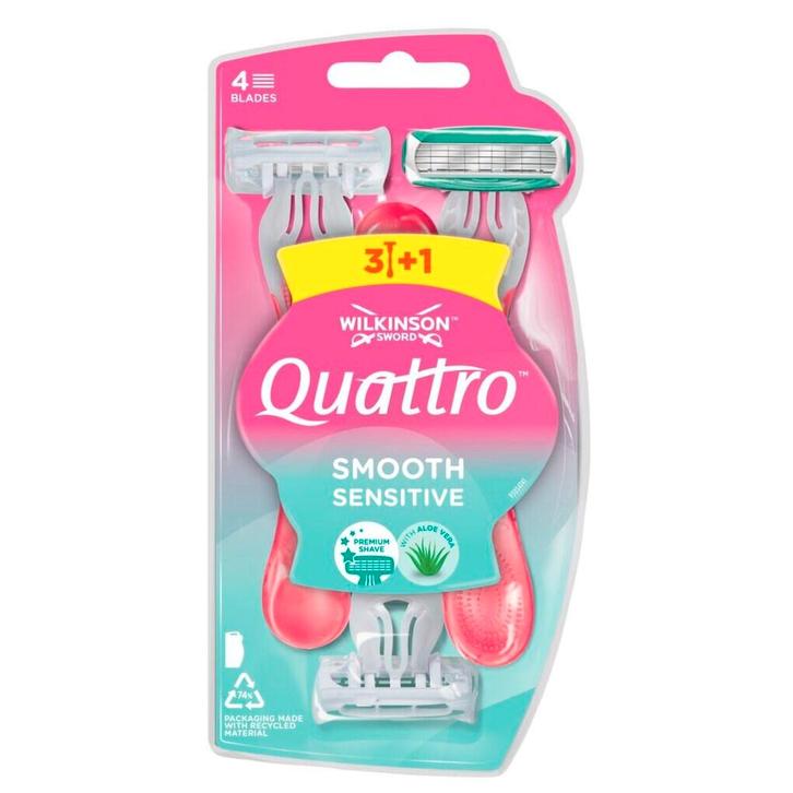Wilkinson Sword Quattro Smooth Sensitive Wegwerpscheermesjes, Witgoed en Apparatuur, Persoonlijke-verzorgingsapparatuur, Nieuw