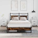 vidaXL Bedframe zonder matras hout gerookt eikenkleurig, Huis en Inrichting, Slaapkamer | Bedden, Bruin, Verzenden, Nieuw, Twijfelaar
