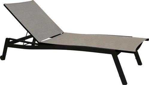 Stern nligstoel met aluminium frame - Zwart mat/linnen grijs, Tuin en Terras, Tuinstoelen, Ophalen of Verzenden