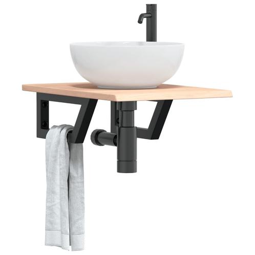 vidaXL Badkamer wandschap staal en massief eikenhout, Huis en Inrichting, Tafels | Kaptafels, Nieuw, Verzenden