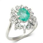 Ring - 14 karaat Witgoud - 1.03ct. tw. Smaragd - Diamant -, Nieuw