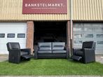 Bankstel SENIOREN zwart leer 2,5 zit bank +2 relax fauteuils, Huis en Inrichting, Zo goed als nieuw, Rechte bank, Senioren, Leer