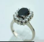 Ring - 18 karaat Witgoud Saffier - Diamant, Nieuw