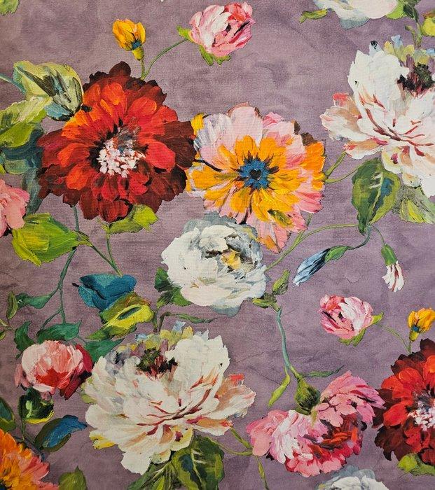 Geen minimumprijs! Exclusief beschilderde bloemstof Art, Antiek en Kunst, Antiek | Kleden en Textiel