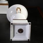 Stel van 2 grote deksel coupes wit porselein met goud Rosen, Ophalen of Verzenden