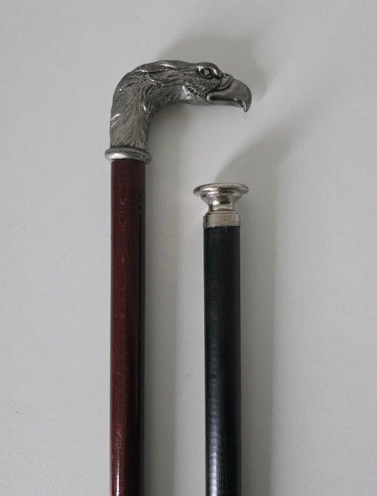 2 stuks Wandelstok - Zilver, Metaal, Hout - Zilveren knop -, Antiek en Kunst, Antiek | Overige Antiek