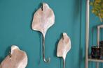 Decoratieve kapstokhaak set van 3 GINKGO 30cm zilver, Huis en Inrichting, Nieuw, Ophalen of Verzenden