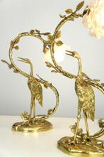 Tafellamp (2) - Elegante paar bronzen reigerslampen - Art, Antiek en Kunst