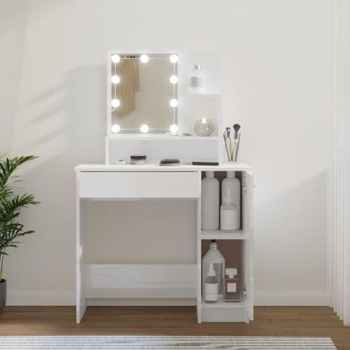 vidaXL Kaptafel met LED-verlichting 86,5x35x136 cm hoogglans, Huis en Inrichting, Tafels | Salontafels, 50 tot 100 cm, Nieuw, Overige houtsoorten