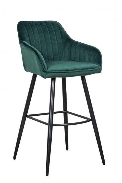Elegante barkruk TURIJN smaragdgroen fluweel met decoratieve, Huis en Inrichting, Barkrukken, Ophalen of Verzenden