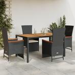 vidaXL 5-delige Tuinset met kussens poly rattan zwart, Tuin en Terras, Tuinsets en Loungesets, 4 zitplaatsen, Nieuw, Tuinset, Verzenden