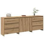 vidaXL 3-delige Dressoirs bewerkt hout artisanaal eikenkleur, Huis en Inrichting, Kasten | Dressoirs, Verzenden, Nieuw, Overige houtsoorten