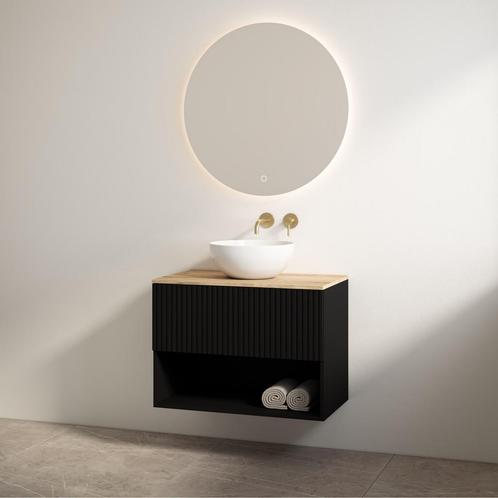 Badmeubelset Best Design Rigatti 78 cm Mat Zwart + Halifax, Doe-het-zelf en Verbouw, Sanitair, Bad, Nieuw, Ophalen of Verzenden