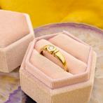 Gouden solitair ring met diamant | 0,14 ct. (rond briljant), 18 tot 19, Gebruikt, Overige kleuren, Ophalen of Verzenden