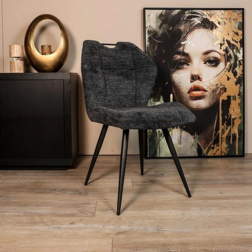 Eetkamerstoel Puck - Geweven stof - Antraciet, Huis en Inrichting, Stoelen, Nieuw, Verzenden