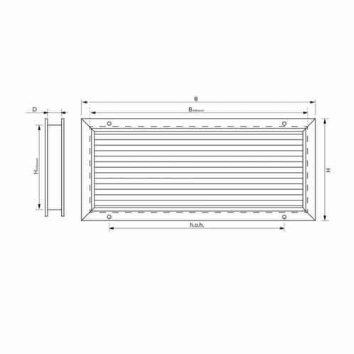 Deurrooster Aluminium 53.8 Cm, Doe-het-zelf en Verbouw, Sanitair, Ophalen of Verzenden