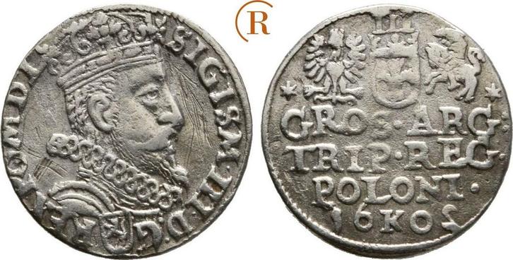 3 Groescher Krakau mit verdrehter Jahreszahl 2 1602 K Pol..., Postzegels en Munten, Munten | Europa | Niet-Euromunten, Verzenden