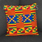 Afrikaans kussen | Rood gele kente - Sierkussen 45x45 - 100%, Ophalen of Verzenden, Nieuw