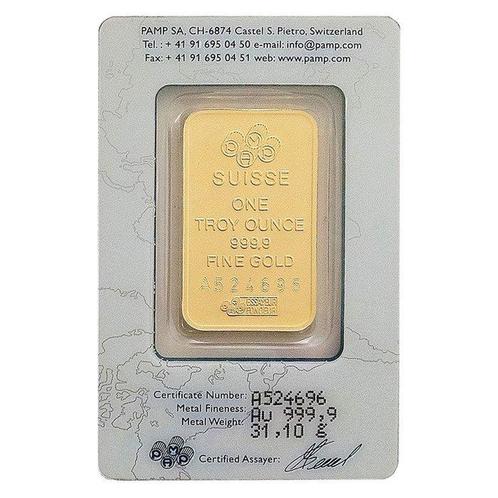 1 Troy Ounce - Goud - .9999 - PAMP Suisse Lady Fortuna, Postzegels en Munten, Edelmetalen en Baren