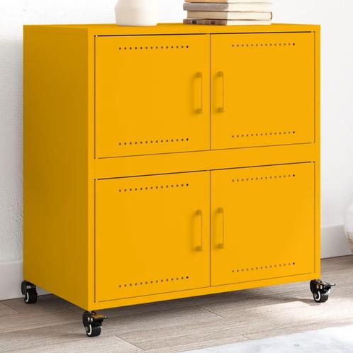 vidaXL Dressoir 68x39x72 cm staal mosterdgeel, Huis en Inrichting, Kasten | Dressoirs, 25 tot 50 cm, Nieuw, 50 tot 100 cm, Metaal