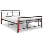 vidaXL Bedframe metaal en massief eikenhout 140x200 cm, Verzenden, Zwart, 140 cm, 200 cm