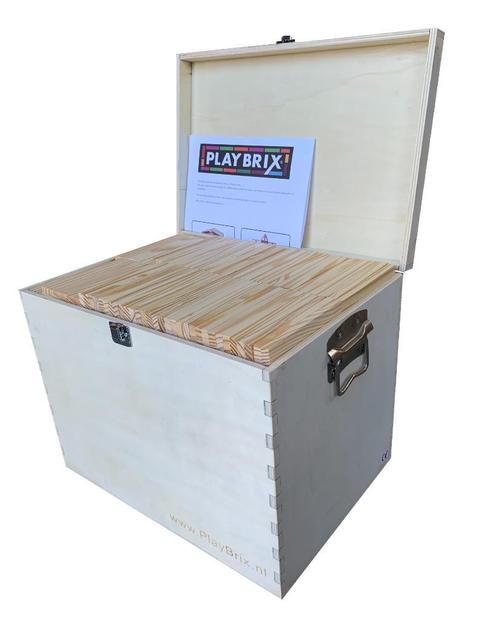 PlayBrix 1000st bouwplankjes in nette houten kist. **NIEUW**, Kinderen en Baby's, Speelgoed | Houten speelgoed, Overige typen