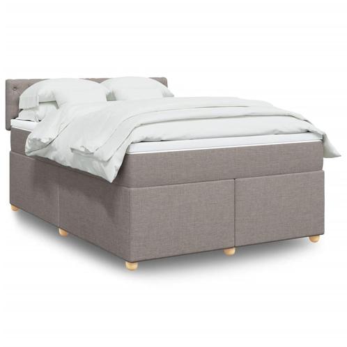 vidaXL Boxspring met matras stof taupe 140x190 cm, Huis en Inrichting, Slaapkamer | Bedden, 140 cm, 190 cm of minder, Tweepersoons