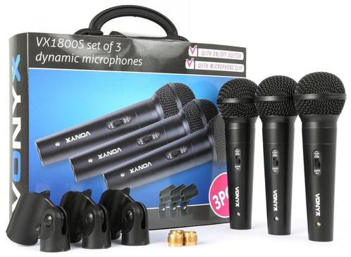 Vonyx VX1800S Dynamische microfoonset van 3 microfoons, Muziek en Instrumenten, Microfoons, Nieuw, Verzenden