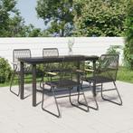 vidaXL 5-delige Tuinset PVC-rattan zwart, 4 zitplaatsen, Verzenden, Nieuw, Rvs