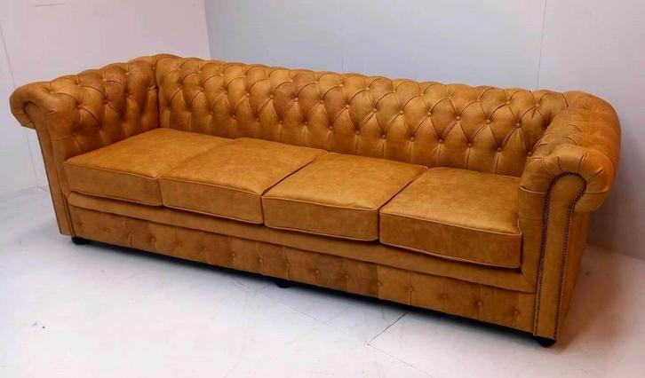 Chesterfield bank SPRINGFIELD - 4 zits met 4 kussens 250 cm, Huis en Inrichting, Banken | Bankstellen, 200 tot 250 cm, 75 tot 100 cm