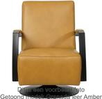Olijfgroene leren industriële draaifauteuils - staal zwart, Nieuw, Ophalen of Verzenden, Modern, 50 tot 75 cm