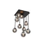 Moderne plafondlamp zwart 9-lichts met smoke glas - Athens, Huis en Inrichting, Lampen | Overige, Nieuw, Overige stijlen