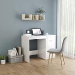 vidaXL Bureau 100x50x76 cm bewerkt hout hoogglans wit, Verzenden, Nieuw