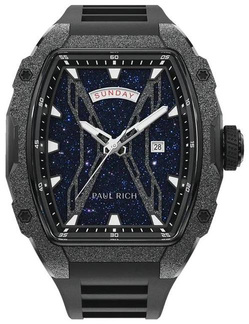 Paul Rich Astro Day & Date Galaxy Black horloge 42.5 mm, Sieraden, Tassen en Uiterlijk, Horloges | Heren, Kunststof, Nieuw, Staal