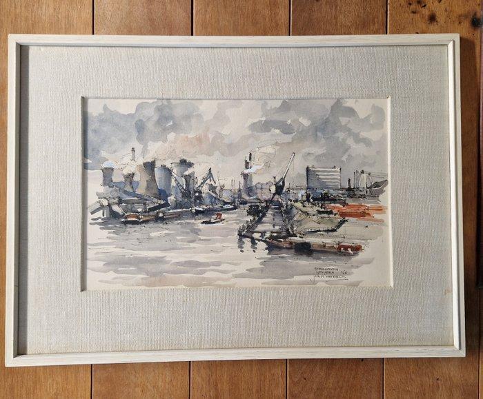 Jan Korthals (1916-1972) - Hoogovens IJmuiden, Antiek en Kunst, Kunst | Schilderijen | Klassiek