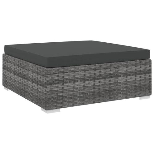 vidaXL Voetensteun 1 st met kussen poly rattan grijs, Tuin en Terras, Tuinsets en Loungesets, Nieuw, Rotan, Verzenden