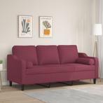 vidaXL Driezitsbank met sierkussens 180 cm stof wijnrood, Huis en Inrichting, Banken | Bankstellen, Verzenden, 150 tot 200 cm