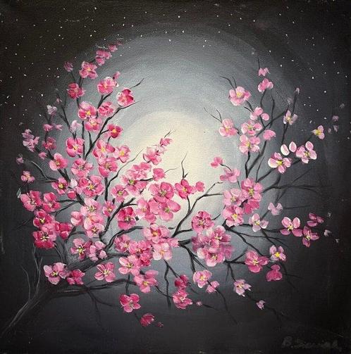 Barbara Siewierska - Moonlit Blossoms (XXI), Antiek en Kunst, Kunst | Schilderijen | Klassiek
