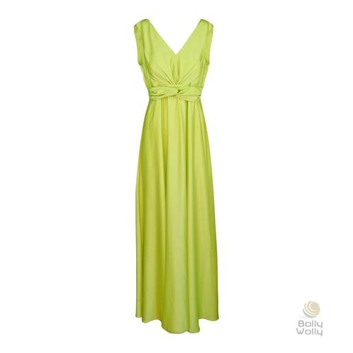 Rinascimento • lange satijnen jurk in lime • L, Kleding | Dames, Jurken, Groen, Nieuw, Maat 42/44 (L), Verzenden