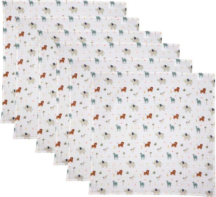 MamaLoes Jungle 70 x 70 cm 6 Stuks Hydrofiel Multidoek, Kinderen en Baby's, Badjes en Verzorging, Nieuw, Verzenden