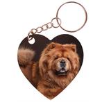 Sleutelhanger hartje 5x5cm - Chowchow Hond Liggend op Houten, Ophalen of Verzenden, Nieuw
