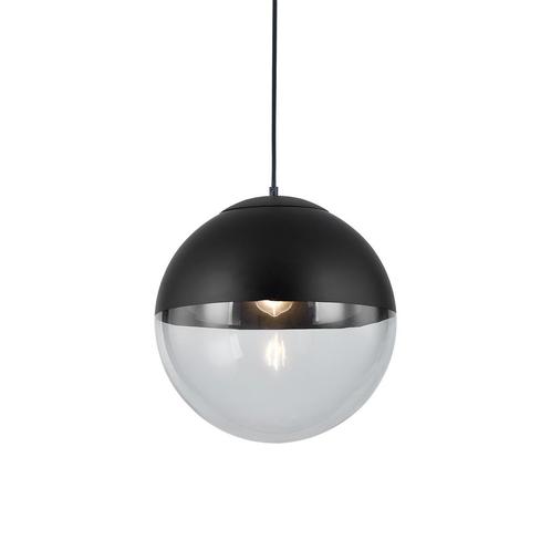 Retro hanglamp zwart met helder glas 35 cm - Eclipse, Huis en Inrichting, Lampen | Hanglampen, Nieuw, Glas, 75 cm of meer