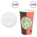 vidaXL Papieren koffiekopjes met deksel 1000 st 16oz 400 ml, Huis en Inrichting, Keuken | Servies, Verzenden, Nieuw