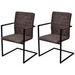 vidaXL Eetkamerstoelen 2 st kunstleer bruin, Huis en Inrichting, Stoelen, Verzenden, Nieuw, Bruin