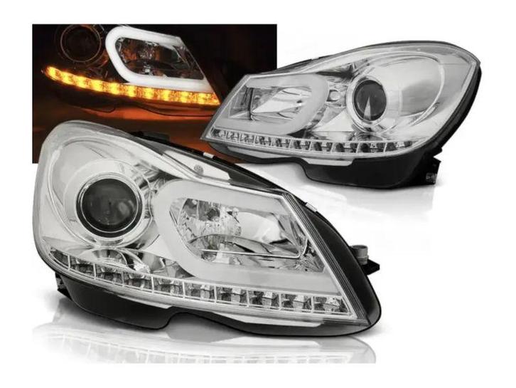 Mercedes W204 2011 tot 2014 LEDtube koplampen Chrome, Auto-onderdelen, Verlichting, Nieuw, Mercedes-Benz, Verzenden