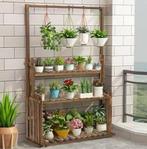 3-laags houten plantenrek met ophangstang – binnen en buiten, Verzenden, Nieuw